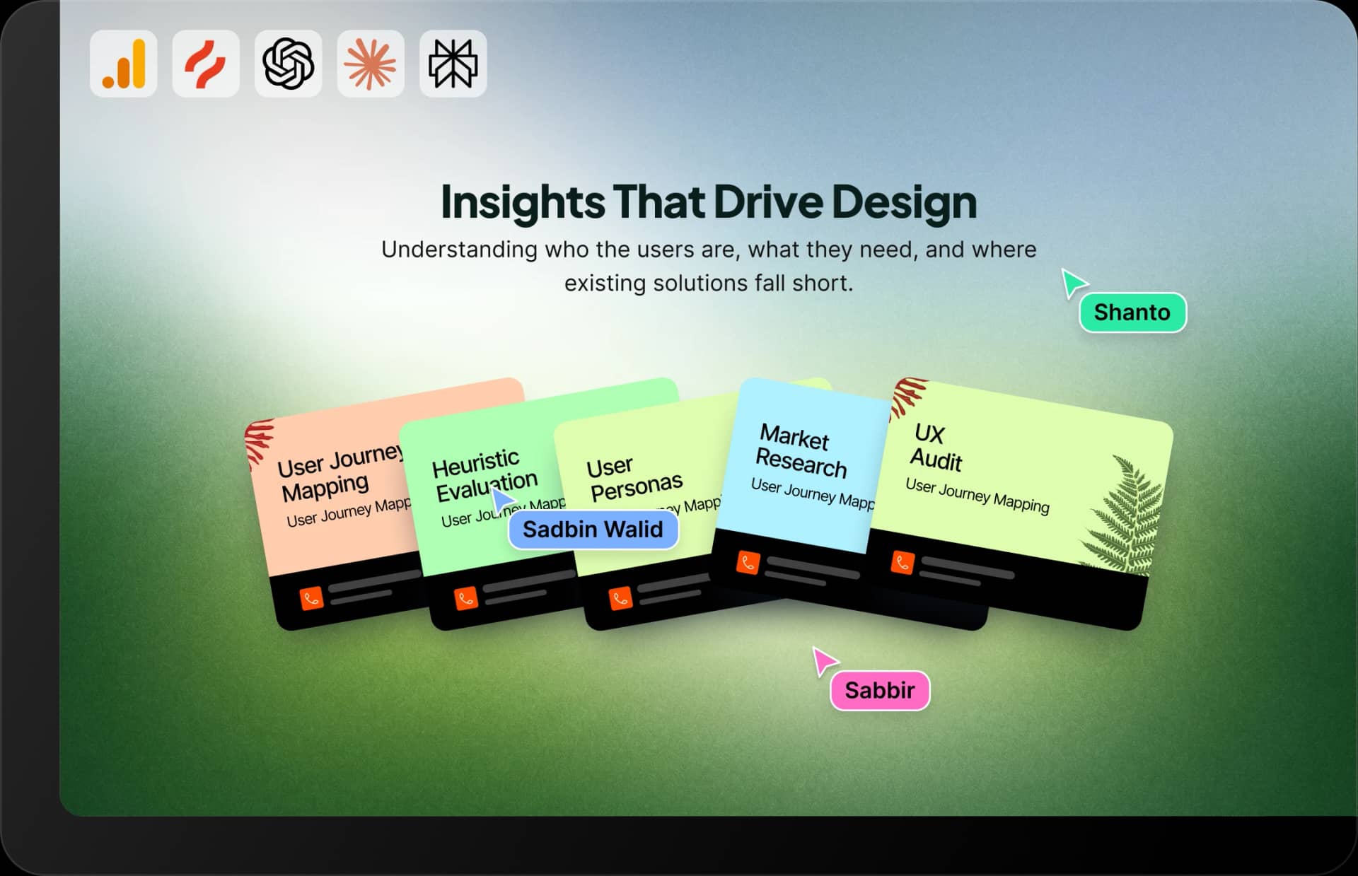 User research, competitive analysis, and tech stack development strategy